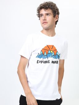 HIGHLANDER - White Cotton Round Neck Slim T-Shirt