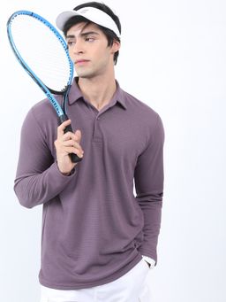 HIGHLANDER - Magenta Polyester Collar Neck Regular Polo T-Shirt