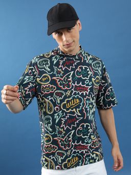 HIGHLANDER - Multi-Color Polyester Round Neck Oversized T-Shirt