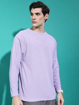 HIGHLANDER - Lavender Polyester Round Neck Oversized T-Shirt
