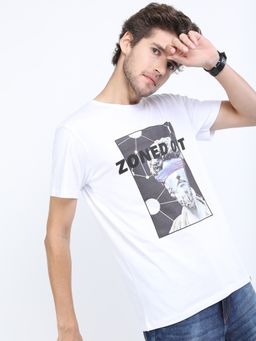 HIGHLANDER - White Cotton Round Neck Slim T-Shirt