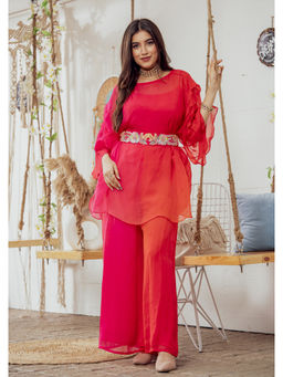 Label Swish - Multi-Color Embellished Peplum Palazzo (Set of 4)