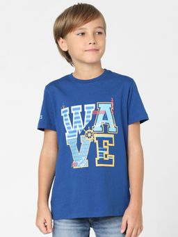 Jack & Jones Junior - Boys Blue Graphic Print Crew Neck T-shirt