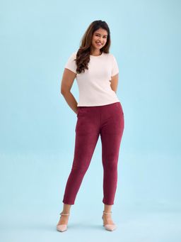 Go Colors - Maroon Suede Treggings