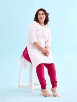 Go Colors - Soft Cotton Stretch Churidar For Women | Breathable, Mid Rise, Full Length, Fuchsia