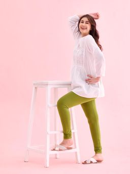 Go Colors - Soft Cotton Stretch Churidar For Women | Breathable, Mid Rise, Full Length, Pista Green