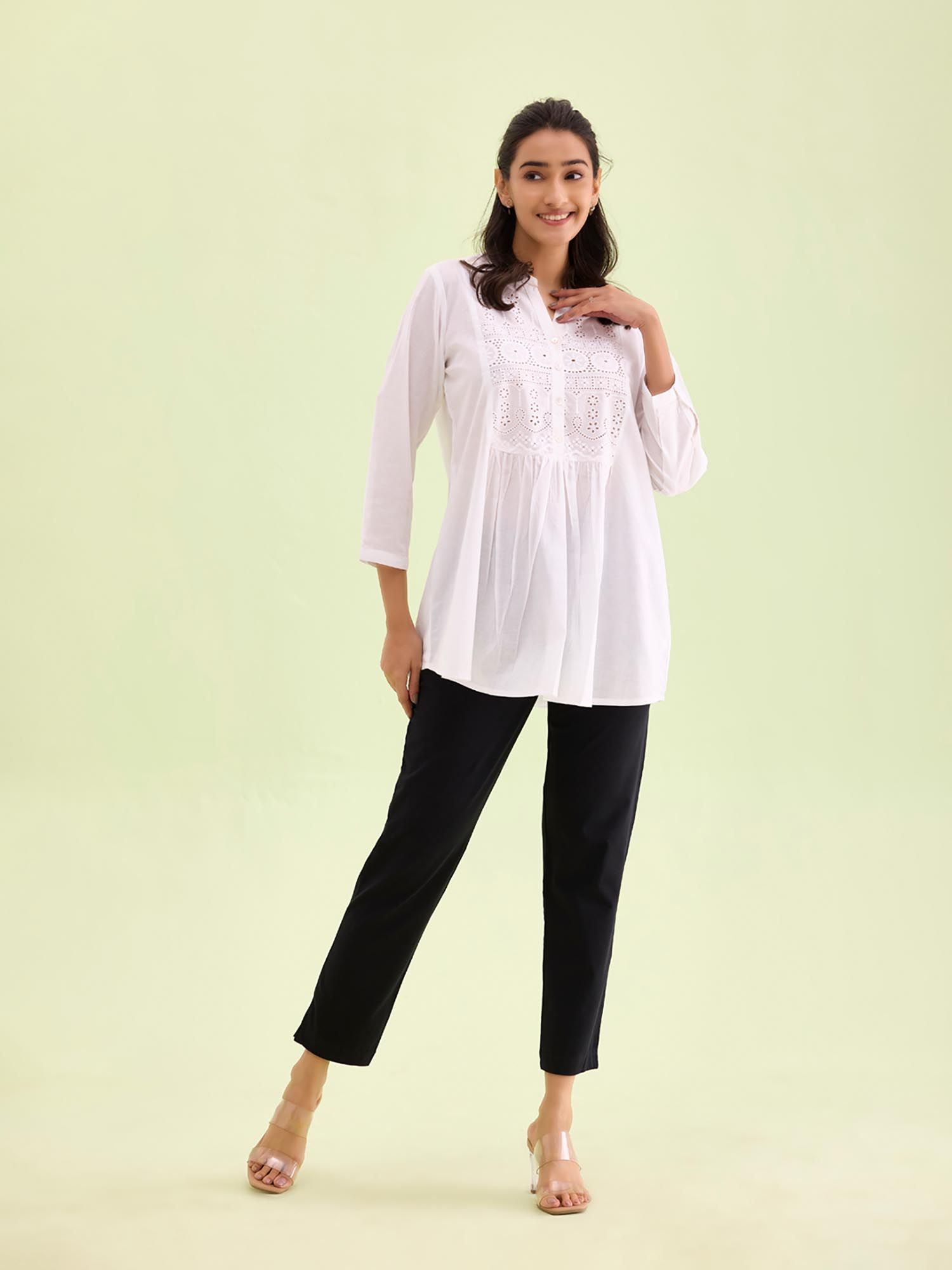 go colors Women Solid Black Cotton Mid Rise Kurti Pants-picture-16