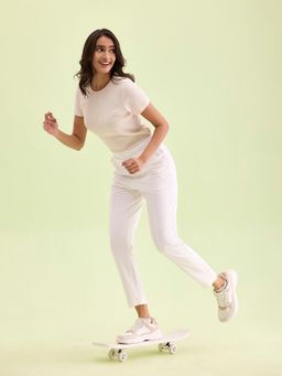 Go Colors - Women Solid White Stretch Ponte Pants