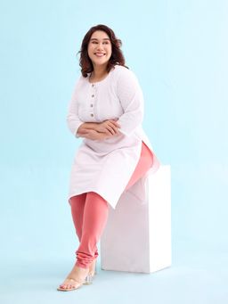 Go Colors - Soft Cotton Stretch Churidar For Women | Breathable, Mid Rise, Full Length, Dusty Pink