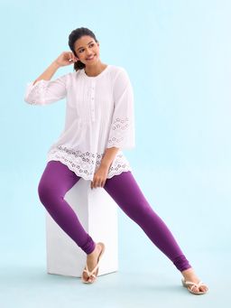 Go Colors - Soft Cotton Stretch Churidar For Women | Breathable, Mid Rise, Full Length, Medium Purple