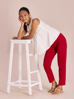 Go Colors - Women Solid Cherry Cotton Kurti Pants