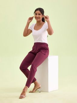 Go Colors - Women Dark Wine Formal Trousers