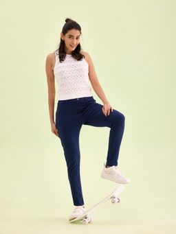 Go Colors - Women Solid Navy Super Stretch Warm Jeggings
