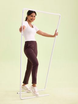 Go Colors - Women Solid Burgundy Mid Rise Suede Treggings