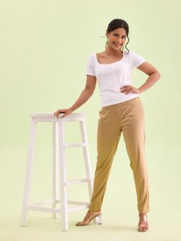 Go Colors - Women Solid Medium Gold Shiny Pants