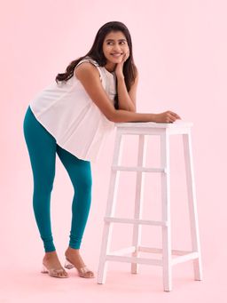 Go Colors - Soft Cotton Stretch Ankle Length Leggings For Women | Breathable, Mid Rise, Jade Green (2XL)