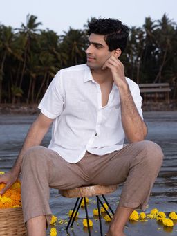 KINGDOM OF WHITE - Nityam - Half Sleeves American Placket Shirt Classic Fit