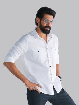 KINGDOM OF WHITE - Caravan Full Sleeves Shirt With Western Yoke & Contrast Button Details