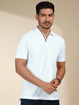 KINGDOM OF WHITE - Golfer Premium - Polo T-Shirt With Jacquard Collar And Cuff