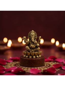 Ritualistic - Gold Pure Brass Ganapati Idol