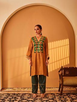 Bo Tree - Brown Mehar-E-Khuda Kurta with Pant (Set of 2)