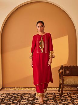 Bo Tree - Red Roohaniyat Kurta with Pant (Set of 2)