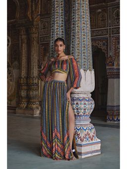 KALISTA - Multi-Colour Samah Skirt with Crop Top (Set of 2)