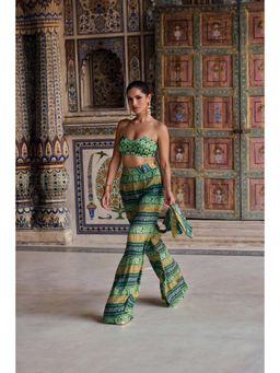 KALISTA - Green Dalia Bustier with Palazzo (Set of 2)