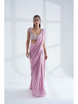 Nidhi Gupta Designs - Pink Ginza Pre-Draped Saree with Stitched Blouse
