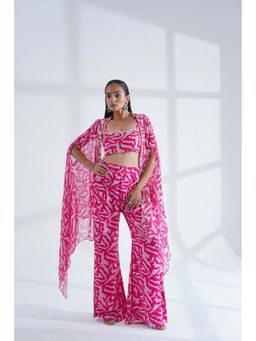 Nidhi Gupta Designs - Pink Lumine Cape with Bralette and Pant (Set of 3)