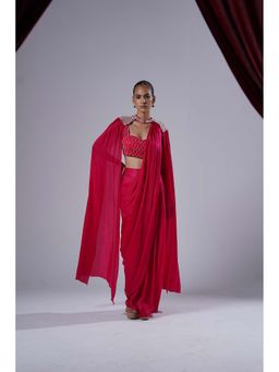 Nidhi Gupta Designs - Pink Noor Pre- Draped Saree with Bralette and Cape
