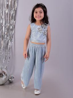 Lil Drama - Glam Up Girls Grey Party Stripes Co-Ord (Set of 2)