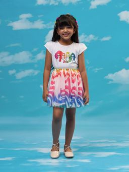 Lil Drama - Rainbow Barbie Girls White T-Shirt with Skirt (Set of 2)