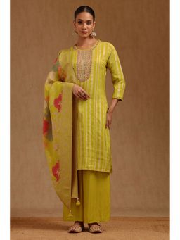 Soch - Green Tissue Zari Woven Kurta with Palazzo and Dupatta
