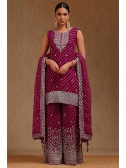 Soch - Purple Embellished Kurta with Palazzo and Dupatta with Unstitched Sleeves