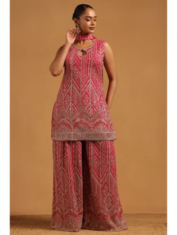 Soch - Pink Georgette Kurta with Palazzo and Dupatta