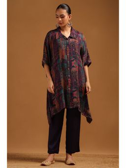 Soch - Purple Chinon Paisley Print Kaftan with Pant and Inner