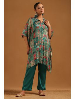 Soch - Green Chinon Kaftan with Pant and Inner