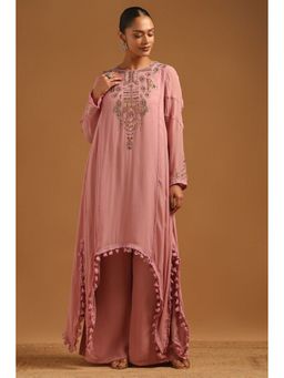 Soch - Pink Georgette Motifs Sequins Kurta with Palazzo