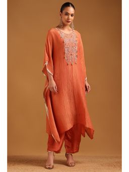 Soch - Orange Tissue Kaftan with Pant and Inner