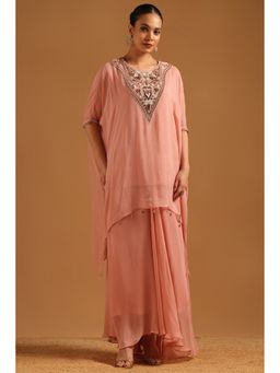 Soch - Blush Pink Georgette Kaftan with Skirt