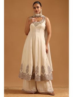 Soch - Off White Tissue Kurta with Palazzo and Dupatta