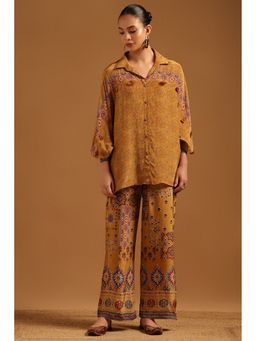 Soch - Mustard Crepe Ajrak Co-Ord Set
