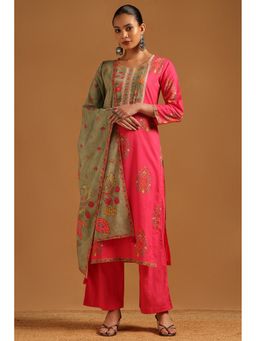 Soch - Pink Cambric Kurta with Pant and Dupatta