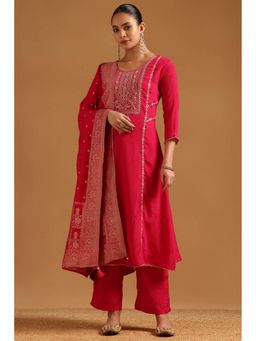Soch - Pink Chinon Zari Kurta with Pant and Dupatta