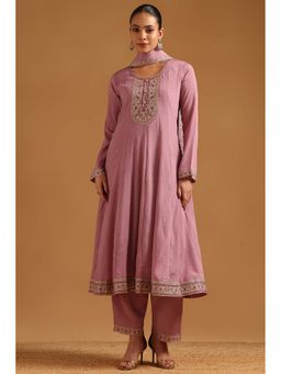 Soch - Onion Pink Chinon Zari Kurta with Pant and Dupatta