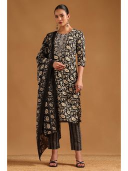 Soch - Black Cotton Blend Kurta with Pant and Dupatta