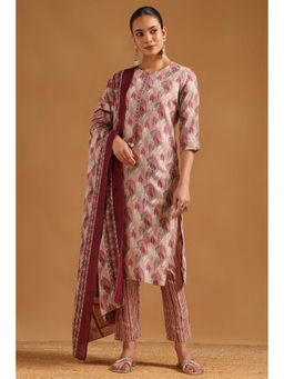 Soch - Multicolour Linen Blend Kurta with Pant and Dupatta