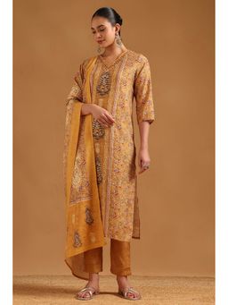 Soch - Mustard Viscose Blend Kurta with Pant and Dupatta