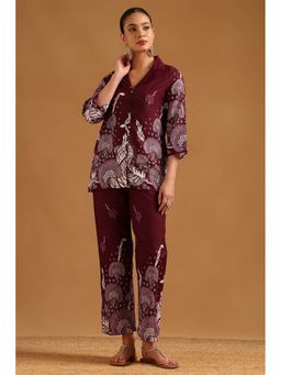 Soch - Wine Polyester Co-Ord's Set